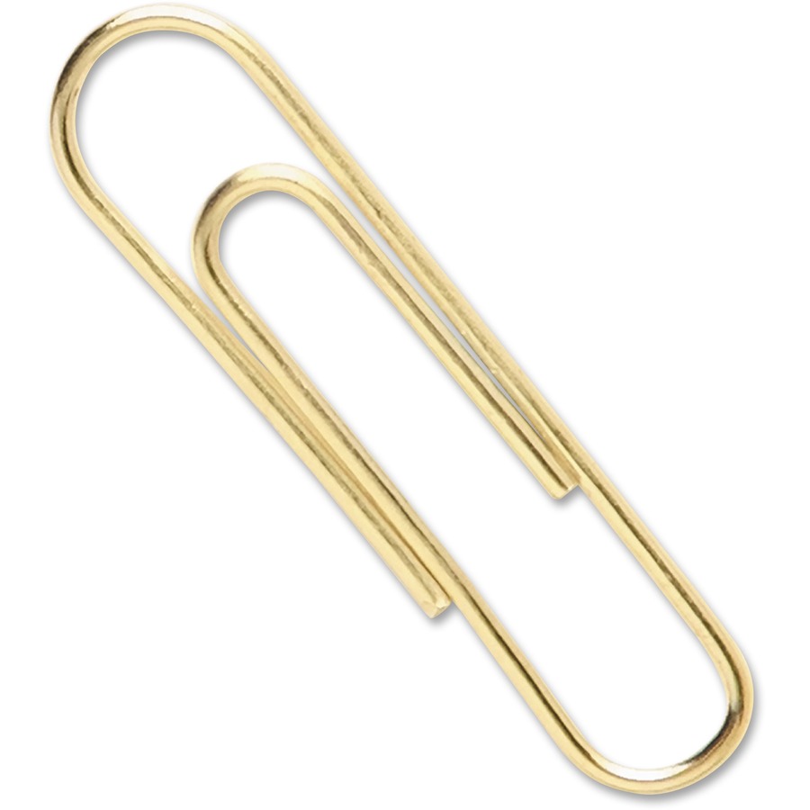 ACCO Gold Tone Paper Clips - No. 2 - 1.4" Length x 0.5" Width - 10 Sheet Capacity - for Office, Home, School, Document, Paper - Sturdy, Flex Resistant, Bend Resistant - 400 / Pack - Gold