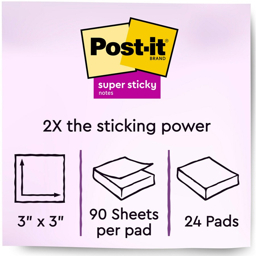 Post-it Super Sticky Notes 4622-SSMIA, Multi Sizes, Miami Collection,  4Pads/Pack, 45 Sheets/Pad 596 - Strobels Supply