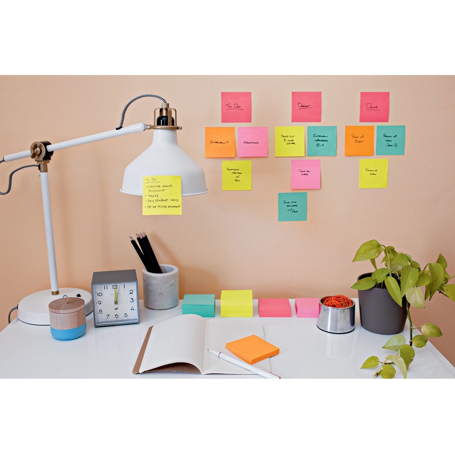 Post-it® Super Sticky Notes - Supernova Neons Color Collection - 1680 x Multicolor - 3" x 3" - Rectangle - 70 Sheets per Pad - Aqua Splash, Tropical Pink, Acid Lime, Guava, Iris Infusion - Paper - Self-adhesive, Recyclable - 24 / Pack