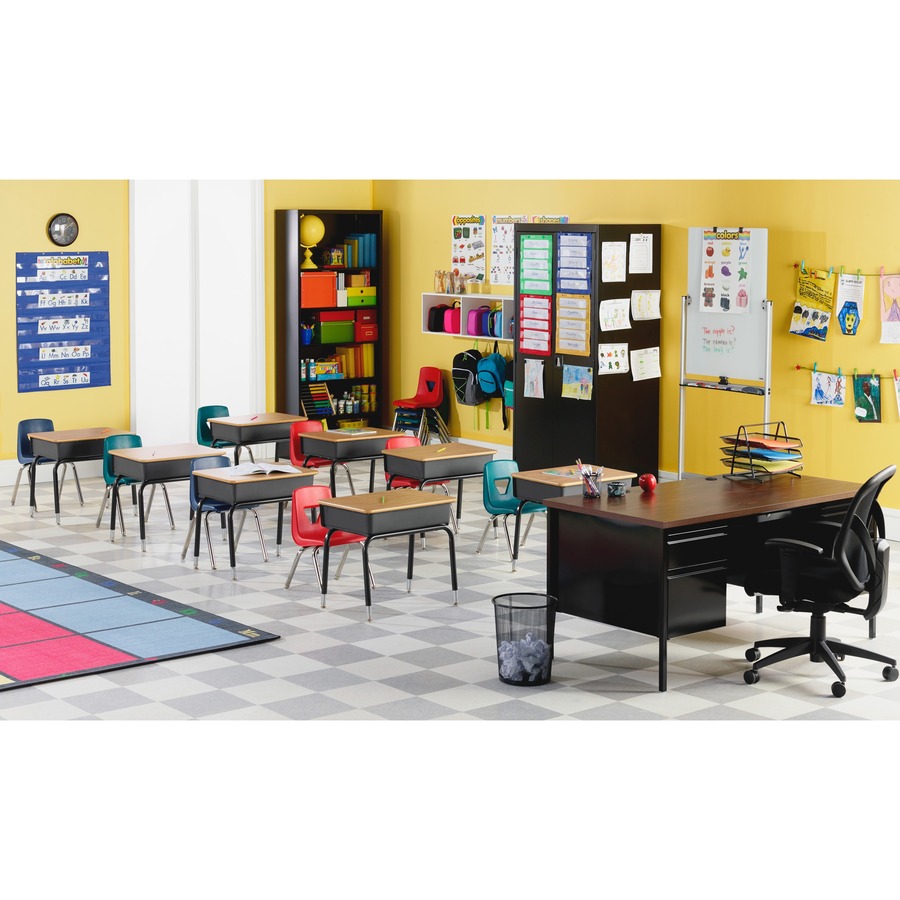 Lorell 18" Seat-height Student Stack Chairs - Four-legged Base - Black - Polypropylene - 4 / Carton