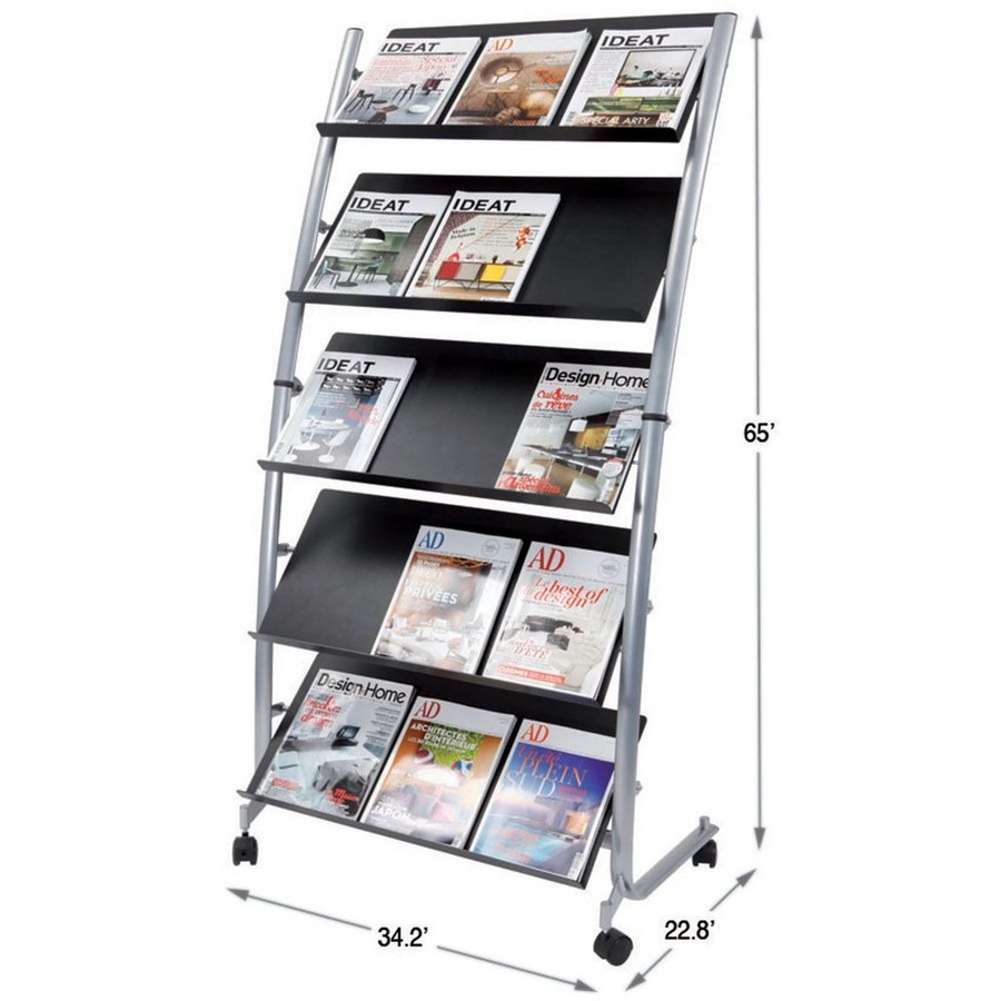 Alba Large Mobile Literature Display - 350 x Sheet - 5 Compartment(s) - Compartment Size 12.99" x 28.35" - 65.4" Height x 32.3" Width x 20.1" DepthFloor - Built-in Wheels - Metal, ABS Plastic - 1 Each