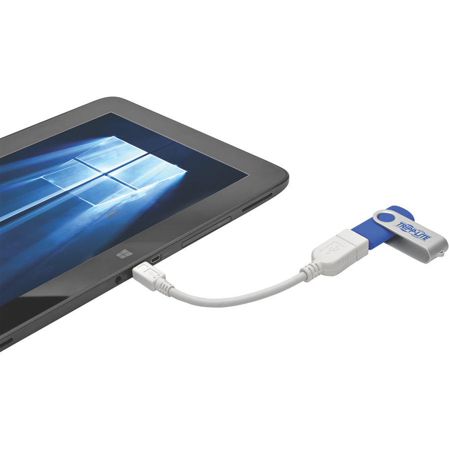 Tripp Lite U052-06N-WH USB Data Transfer Cable - 6" USB Data Transfer Cable for Smartphone, Keyboard/Mouse, Tablet - First End: 1 x USB Type A - Female - Second End: 1 x Micro USB Type B - Male - Shielding - Nickel Plated Connector - Gold Plated Contact -