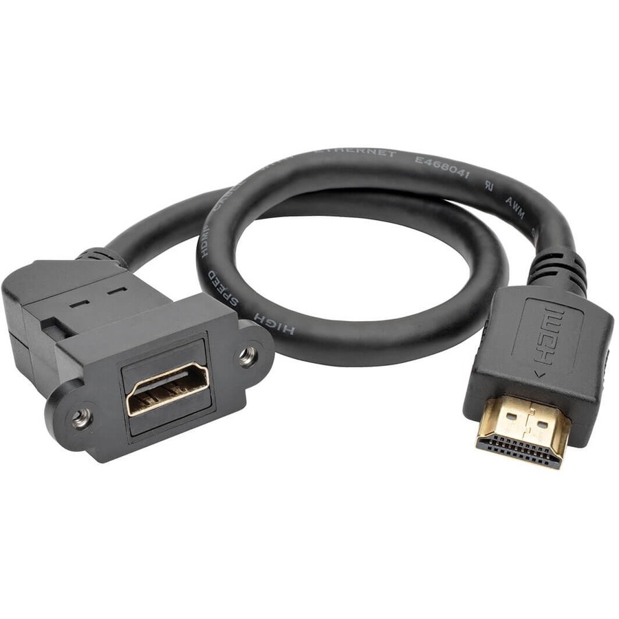 Eaton Tripp Lite Series High-Speed HDMI with Ethernet All-in-One Keystone/Panel Mount Extension Cable (M/F), Angled Connector, 1 ft. (0.31 m)