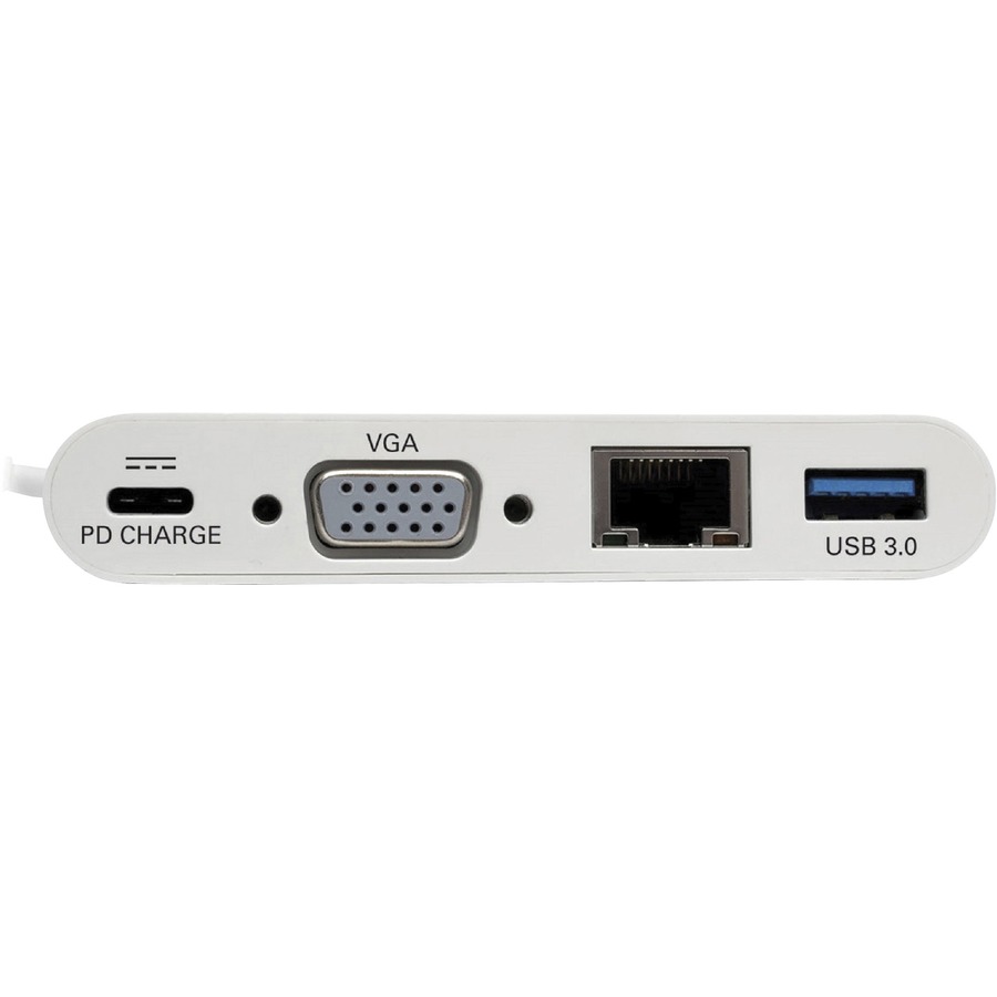 Tripp Lite by Eaton USB-C Multiport Adapter VGA USB 3.x (5Gbps) Hub Port Gigabit Ethernet and 60W PD Charging White