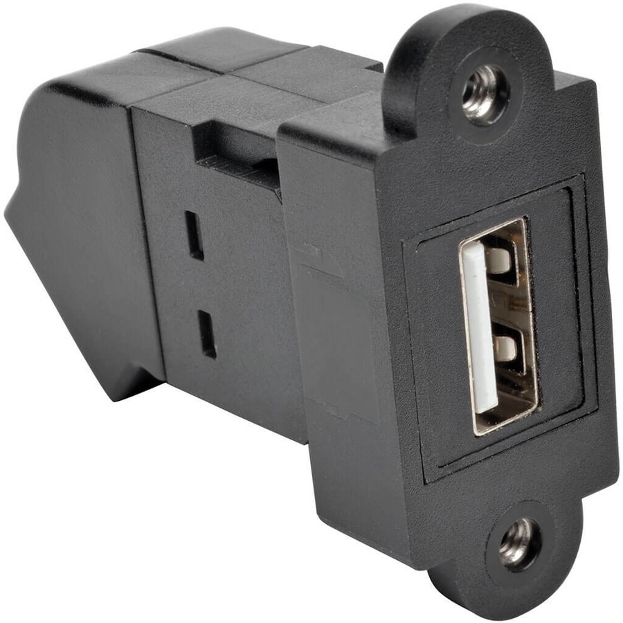 Tripp Lite by Eaton USB 2.0 All-in-One Keystone/Panel Mount Angled Coupler (F/F) Black