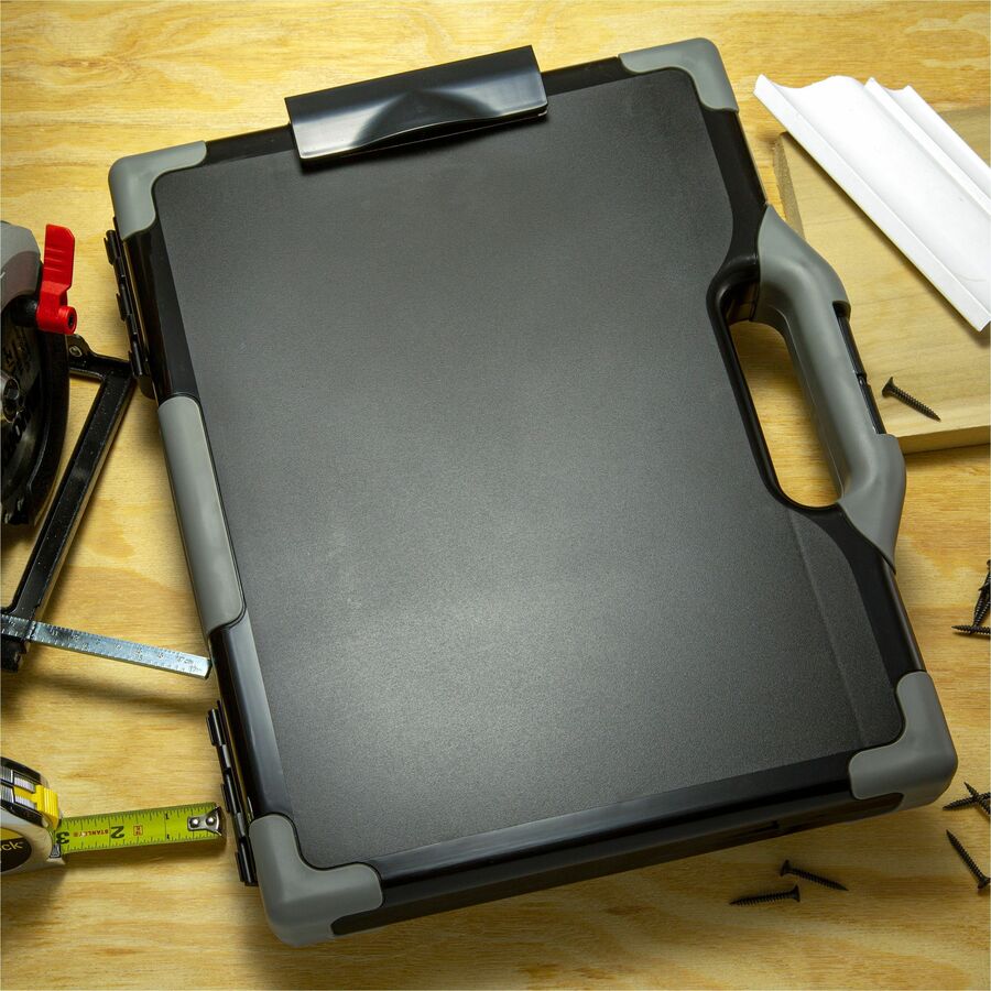 Officemate Carry-All Clipboard Storage Box - Storage for Tablet, Notebook - 8 1/2" , 8 1/2" x 11" , 14" - Black, Gray - 1 Each