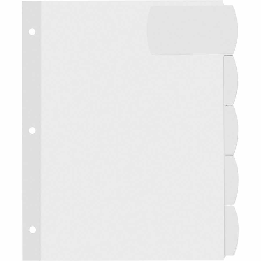 Avery® Big Tab Tab Divider - 100 x Divider(s) - 5 - 5 Tab(s)/Set - 8.50" Divider Width x 11" Divider Length - 3 Hole Punched - White Paper Divider - White Paper Tab(s) - Insertable Tab Index Dividers - AVE14440