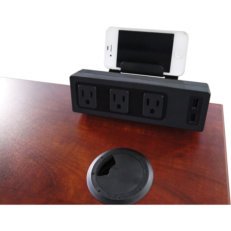 Lorell AC Power Center - 3 x AC Power, 2 x USB - Black - Power Strips - LLR33993