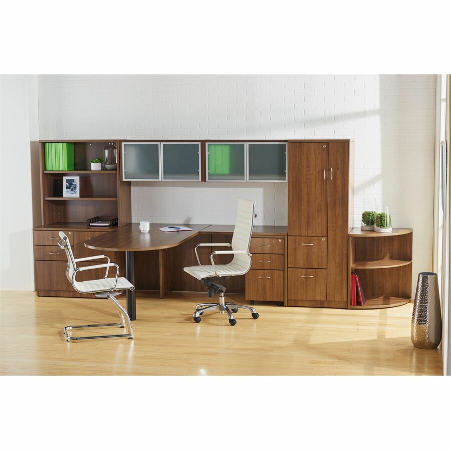 Lorell Essentials Lateral File - 4-Drawer - 1" Side Panel, 0.1" Edge, 35.5" x 22" x 29.5"Lateral File - 4 x Box Drawer(s), File Drawer(s) - Material: Polyvinyl Chloride (PVC) Edge, Steel Ball Bearing - Finish: Walnut Laminate Top - Wood Lateral Files - LLR69542