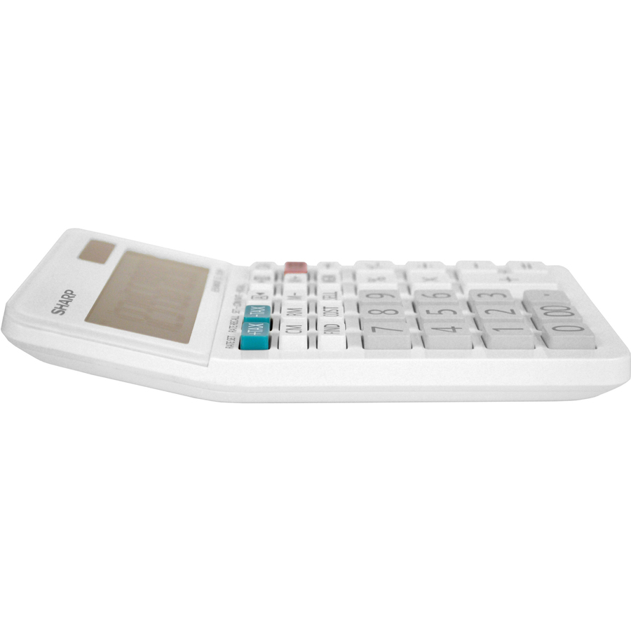 Sharp EL-330WB 10 Digit Professional Desktop Calculator - Extra Large Display, Durable, Plastic Key, Dual Power, 4-Key Memory, Angled Display, Sign Change, Independent Memory - 10 Digits - LCD - White - Desktop - 1 Each