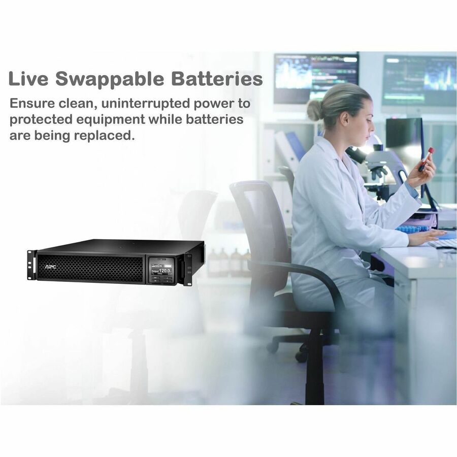 APC Smart-UPS On-Line, 2200VA, Rackmount 2U, 120V, 6x 5-20R+1x L5-20R NEMA outlets, SmartSlot, Extended runtime, W/ rail kit