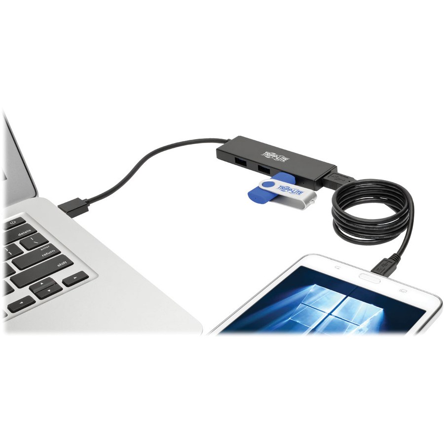 Tripp Lite by Eaton 4-Port Ultra-Slim Portable USB 3.0 SuperSpeed Hub - USB - External - 4 USB Port(s) - 4 USB 3.0 Port(s) - PC, Mac