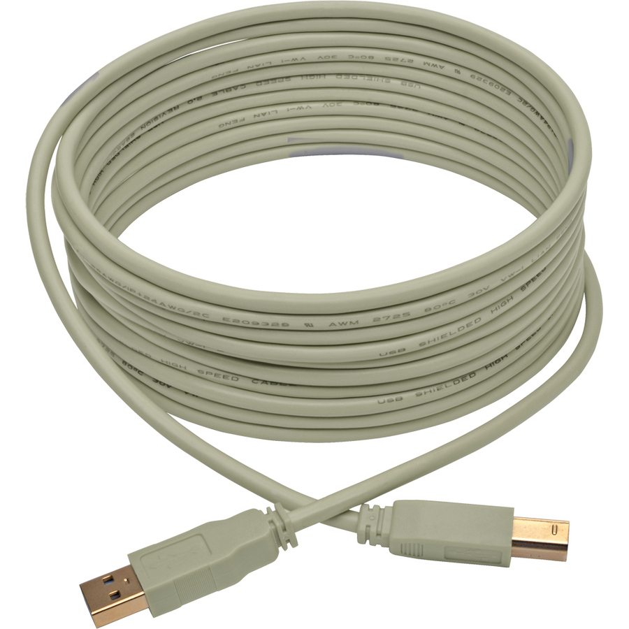 Eaton Tripp Lite Series USB 2.0 A to B Cable (M/M), Beige, 15 ft. (4.57 m)