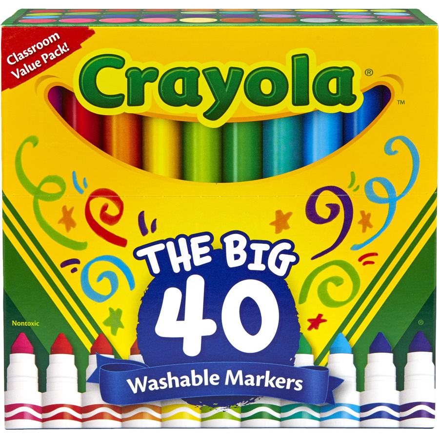 Crayola 10-Color Ultra-Clean Washable Marker Classpack - Fine Marker Point  - Assorted Water Based Ink - 200 / Box - Bluebird Office Supplies