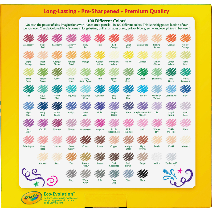 Crayola Colored Pencils - Assorted Lead - 100 / Set - Bluebird Office  Supplies