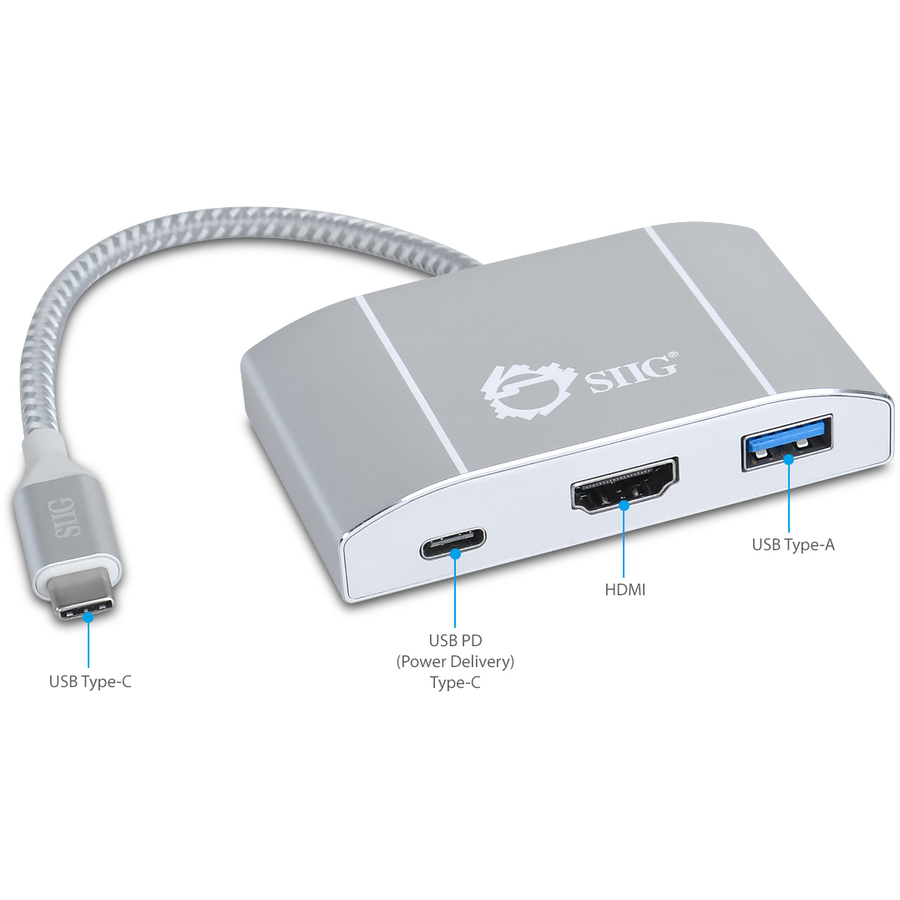 SIIG USB 3.1 Type-C Hub with HDMI & PD Charging Adapter - 4K Ready