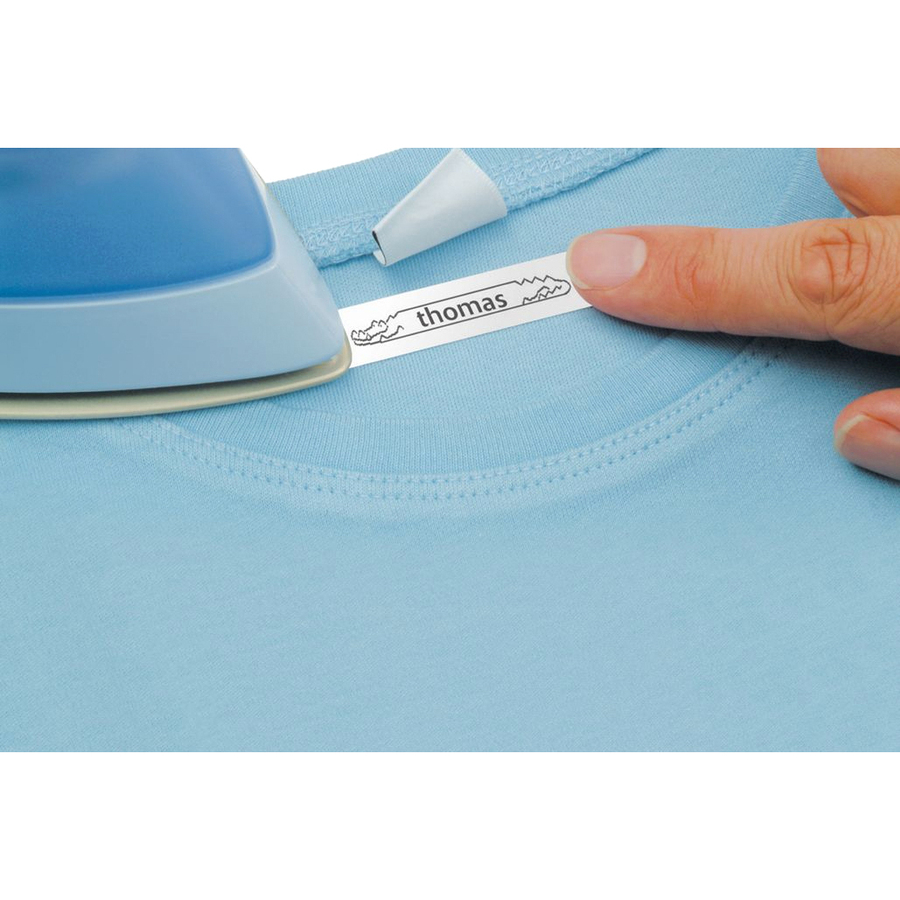 LT Fabric Iron-on Labels offer a convenient way to label your clothes, towels and more. Using your LetraTag 100T Plus, print your message or name on this special paper material. Then iron on your label cut to your required length for added visual impact and easy communication. You won't have to spend time sewing labels into clothing, towels or backpacks. Apply these machine-washable labels on clothing and fabrics. 