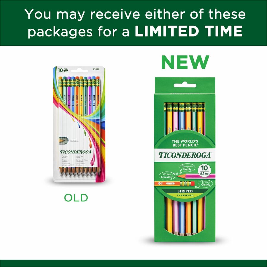 Dixon Ticonderoga Pre-Sharpened No. 2 Lead Pencils, Black Lead - Assorted  Color Cedar Wood Barrels - 10 / Pack 