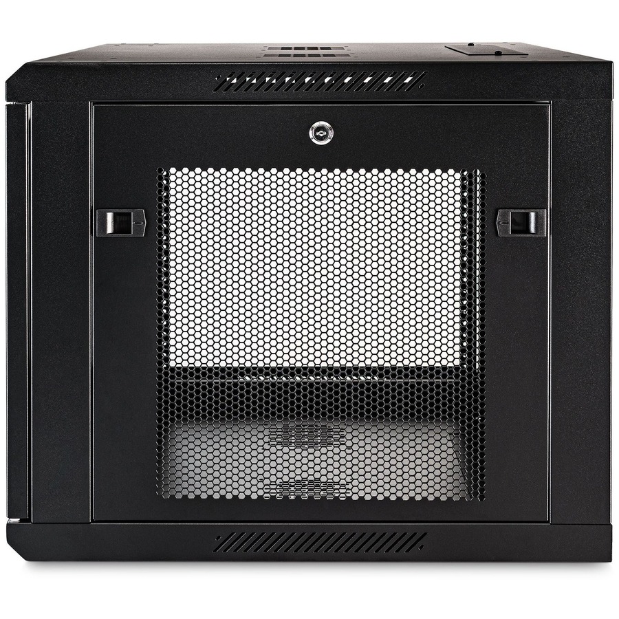 CyberPower EIA-310 Standard 19" Rack - For LAN Switch, Patch Panel - 9U Rack Height x 19" (482.60 mm) Rack Width x 22" (558.80 mm) Rack Depth - Wall Mountable - Black Powder Coat - Metal - 60.01 kg Static/Stationary Weight Capacity