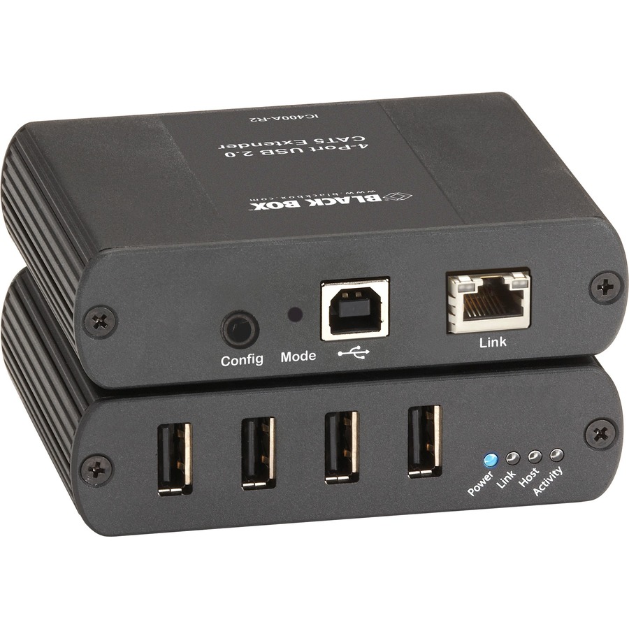 Black Box USB 2.0 Extender 4 Port CATx - 2 x Network (RJ-45) - 4 x USB - 328.08 ft Extended Range