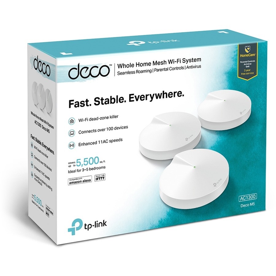 TP-Link Deco Mesh WiFi System(Deco M5) - Up to 5,500 sq. ft. Whole Home  Coverage and 100+ Devices,WiFi Router/Extender Replacement, Anitivirus,  3-pack 