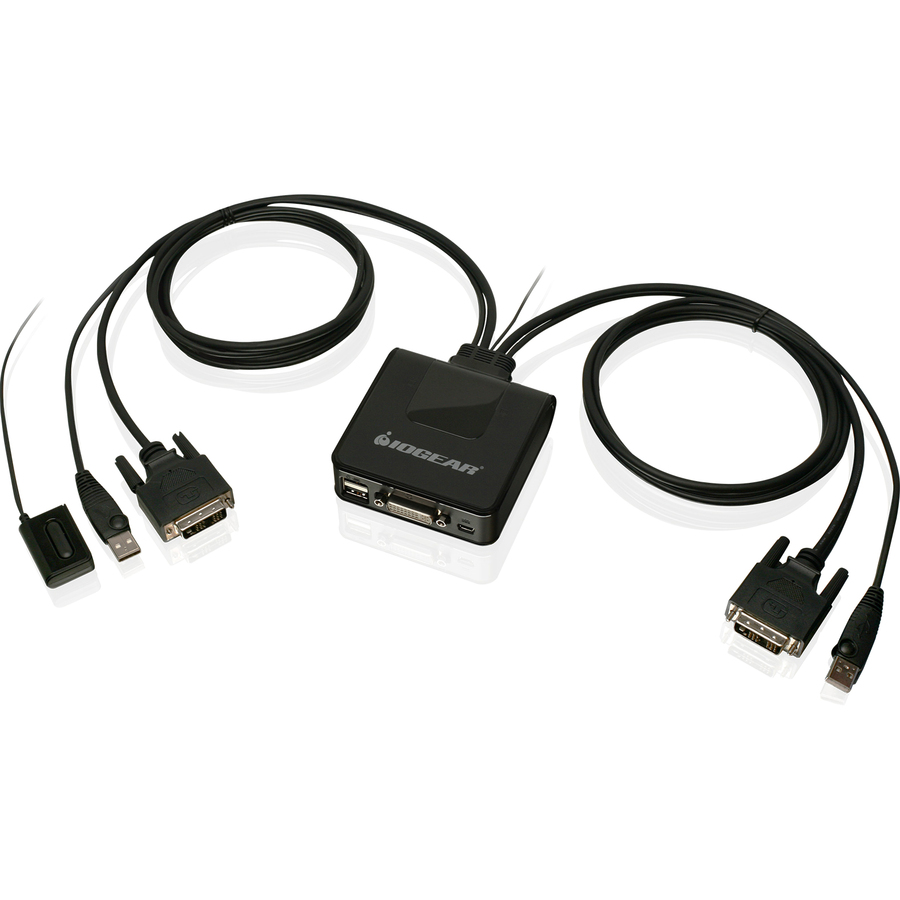 IOGEAR 2-Port USB DVI Cable KVM with DisplayPort Adapters Bundle