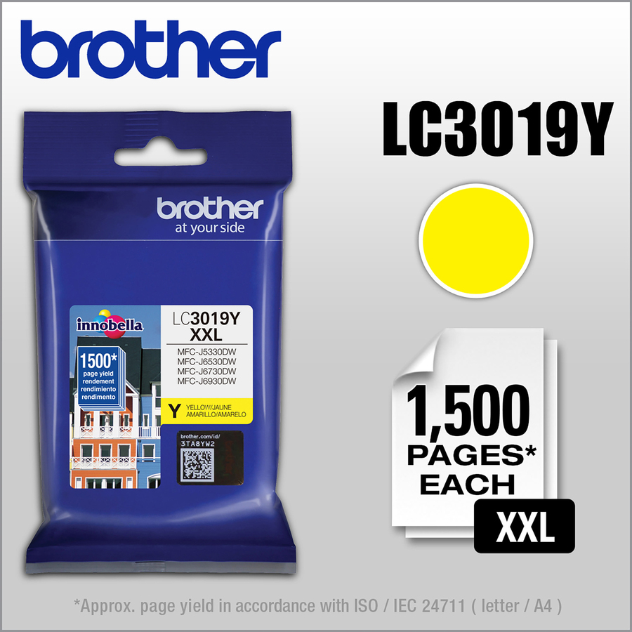 Brother Innobella LC3019YS Original Ink Cartridge - Yellow - Inkjet - Super High Yield - 1500 Pages - 1 Each - Ink Cartridges & Printheads - BRTLC3019YS