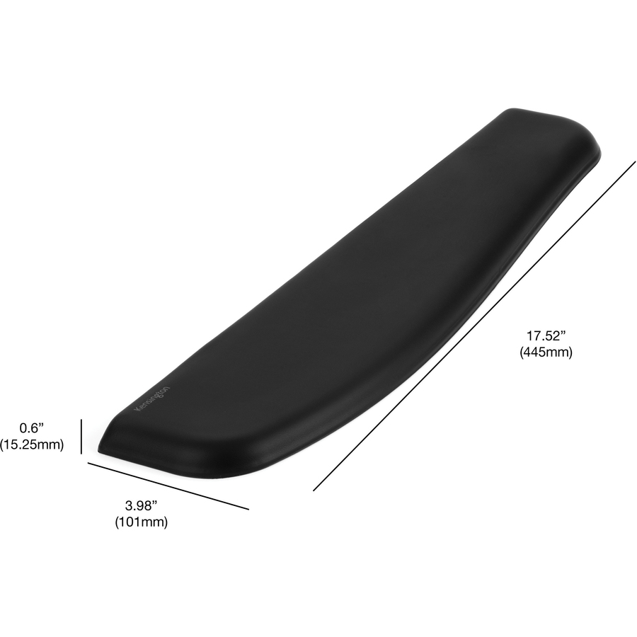 Kensington ErgoSoft Wrist Rest for Standard Keyboards - 0.60" (15.24 mm) x 17.52" (445.01 mm) x 3.98" (101.09 mm) Dimension - Black - Gel, Rubber - 1 Pack - TAA Compliant - Mouse & Keyboard Wrist Rests - KMW52799