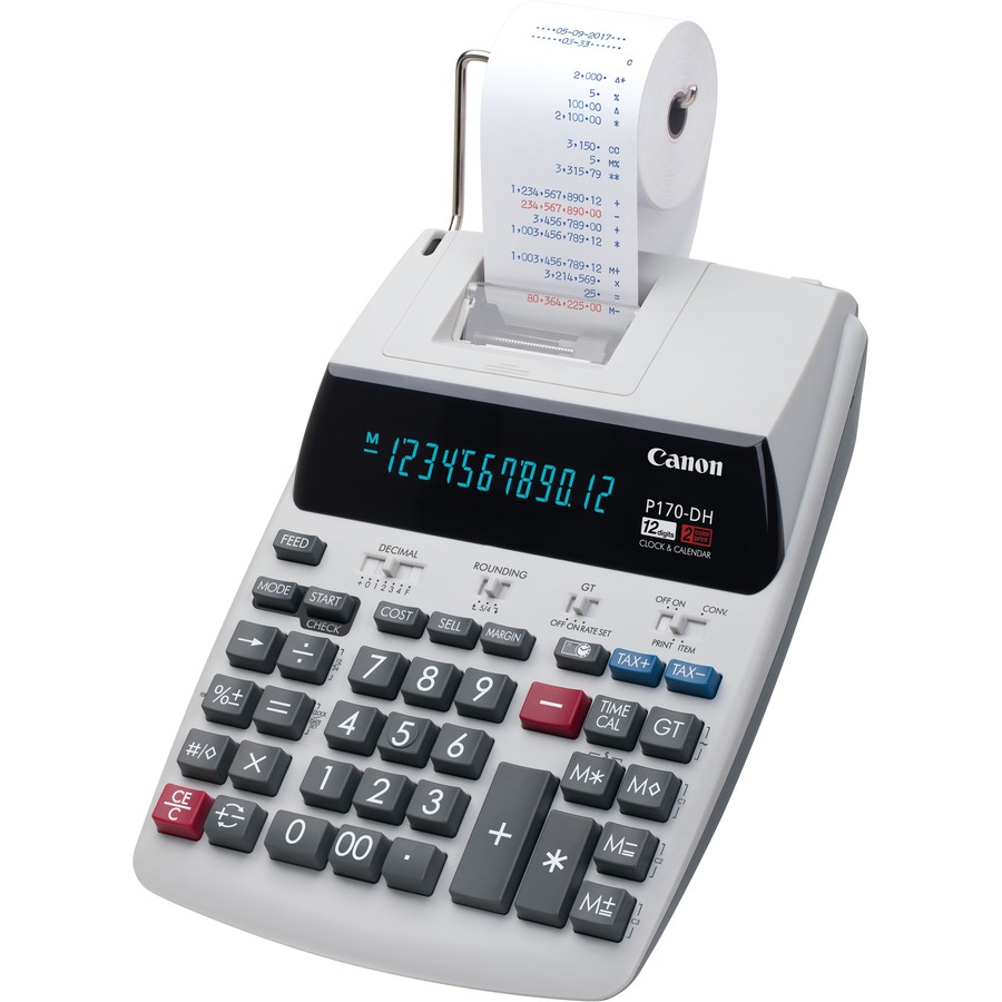 Canon P170-DH-3 printing calculator for desktop office calculations — alternate view 1
