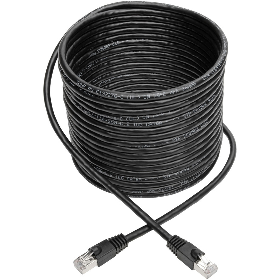 Eaton Tripp Lite Series Cat6a 10G Snagless Shielded STP Ethernet Cable (RJ45 M/M), PoE, Black, 25 ft. (7.62 m)