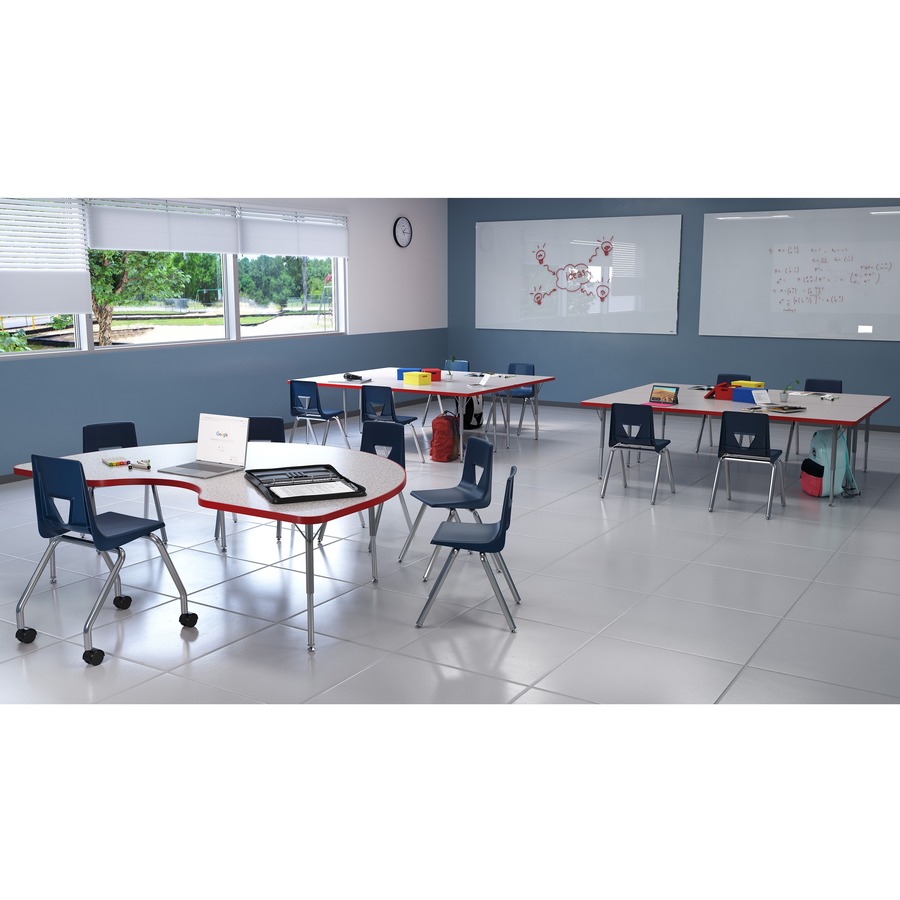 Lorell Classroom Kidney Shaped Activity Tabletop - Gray Nebula Kidney-shaped, High Pressure Laminate (HPL) Top - 72" Table Top Width x 48" Table Top Depth x 1.1" Table Top Thickness - Assembly Required - Cafeteria & Breakroom Tables - LLR99925