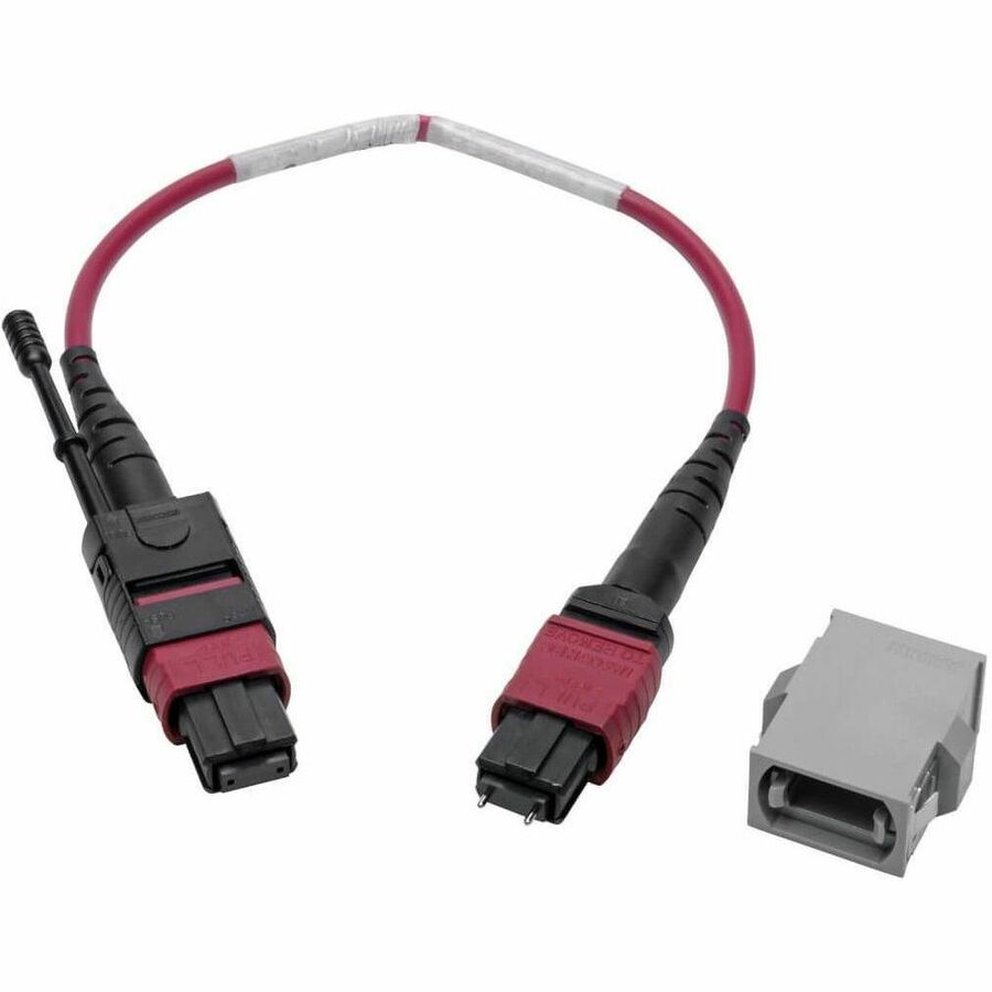 Eaton Tripp Lite Series MTP/MPO Parallel Optics Base-8 Migration Fiber Adapter, Polarity A to B, 12 Fiber, 40GB/100GB, OM4 M/F, Magenta, 8 in.