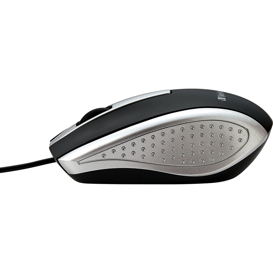 Verbatim Corded Notebook Optical Mouse - White - Optical - Cable - Silver - USB Type A - Scroll Wheel - 3 Button(s) - 1 Each