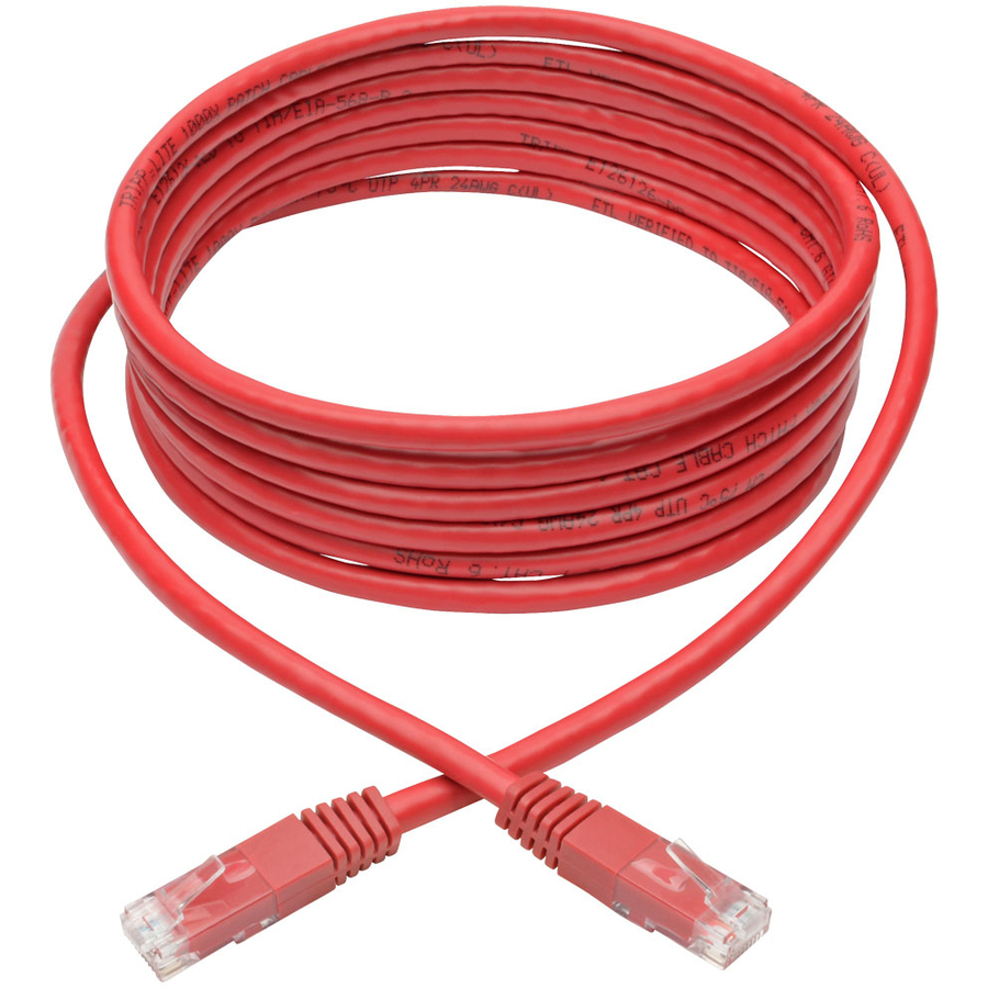 Eaton Tripp Lite Series Cat6 Gigabit Molded (UTP) Ethernet Cable (RJ45 M/M), PoE, Red, 10 ft. (3.05 m)