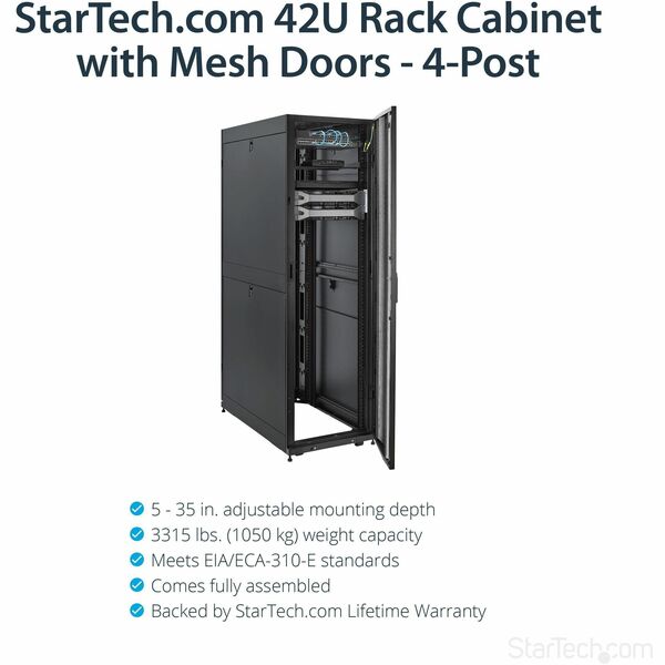 StarTech 42U Server Rack Cabinet - Fully Assembled with Lockable Doors (RK4242BK24) - This product is heavy/bulky, Vendor Direct Dropship Only, not available for store pickup. Please request for freight quote.