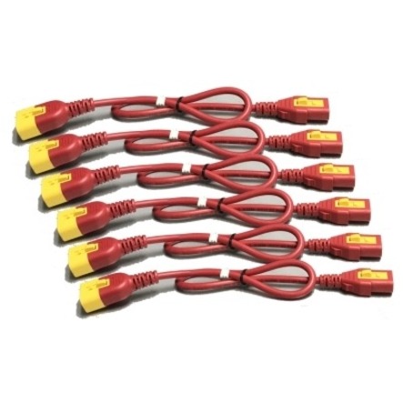 Power Cord Kit (6 ea), Locking, C13 to C14, 1.8m, North America, Red