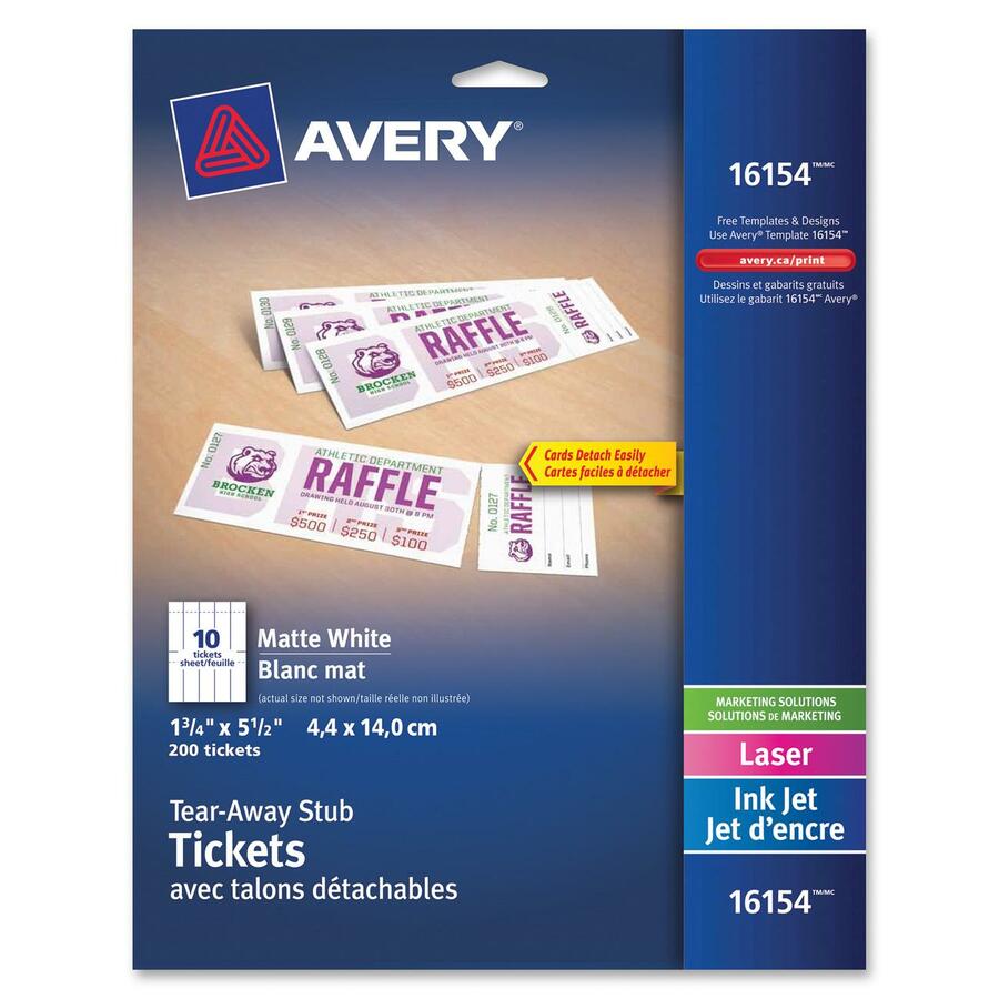 Avery® Perforated Raffle Tickets with TearAway Stubs 2Sided