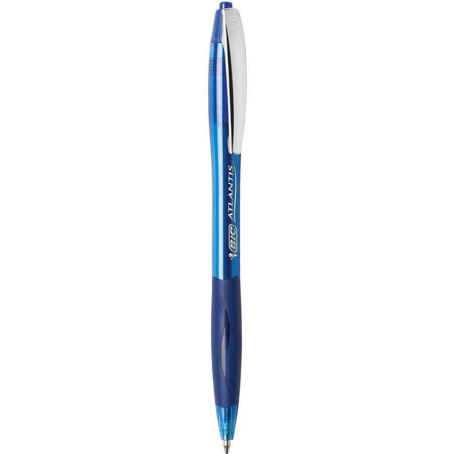 BIC Atlantis Retractable Pen - Medium Pen Point - Retractable - Blue - Clear Barrel - 1 Each - Ballpoint Retractable Pens - BICVCG11BLU