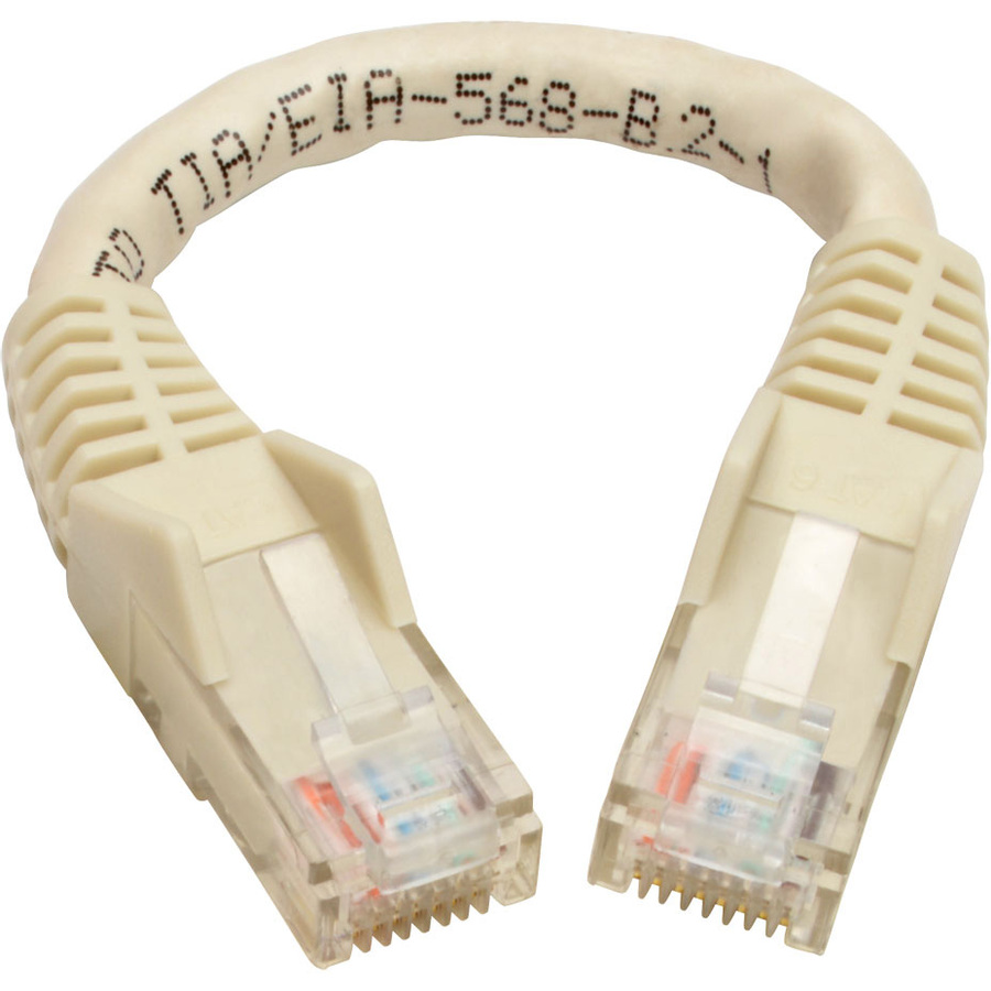 Eaton Tripp Lite Series Cat6 Gigabit Snagless Molded (UTP) Ethernet Cable (RJ45 M/M), PoE, White, 6-in. (15.24 cm)