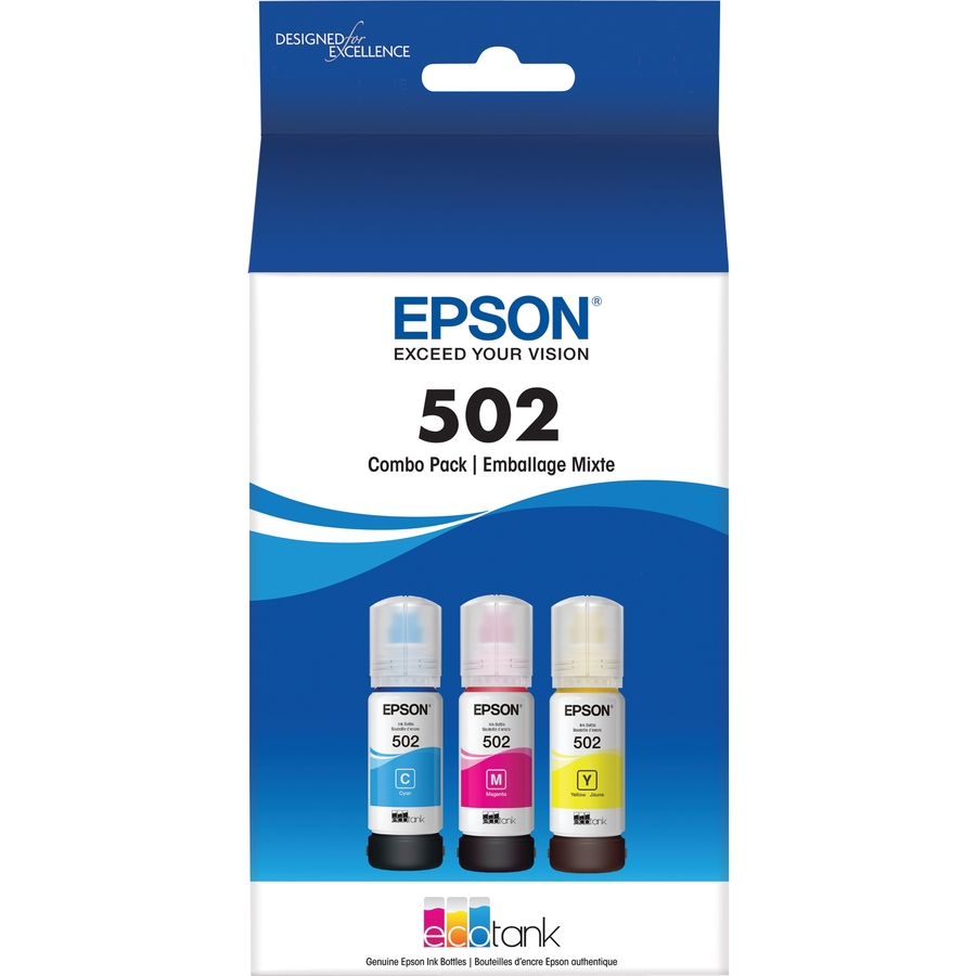 Epson T502, Multi-Color Ink Cartridges, C/M/Y 3-Pack - Inkjet - Cyan, Magenta, Yellow - 3 Pack