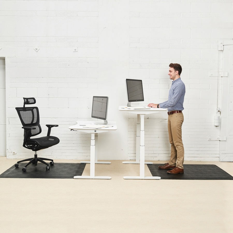 Deflecto Ergonomic Sit-Stand Chairmat - Workstation - 53" (1346.20 mm) Length x 45" (1143 mm) Width x 0.80" (20.32 mm) Depth - Rectangle - Foam - Black - Carpet Chair Mats - DEFCM24242BLKSS