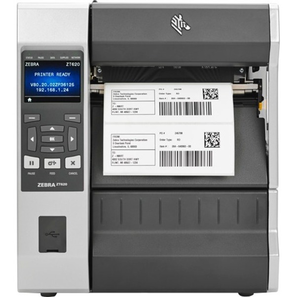 Zebra ZT620 Industrial Direct Thermal/Thermal Transfer Printer - Monochrome - Label Print - USB - Serial - Bluetooth - Wireless LAN