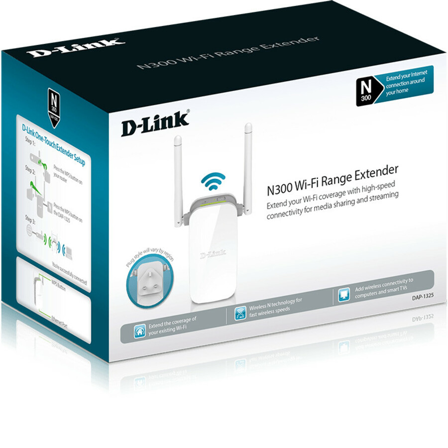 D-Link DAP-1325 IEEE 802.11n 300 Mbit/s Wireless Range Extender - 2.40 GHz - Fast Ethernet - Wall Mountable - Range Extenders - DLIDAP1325