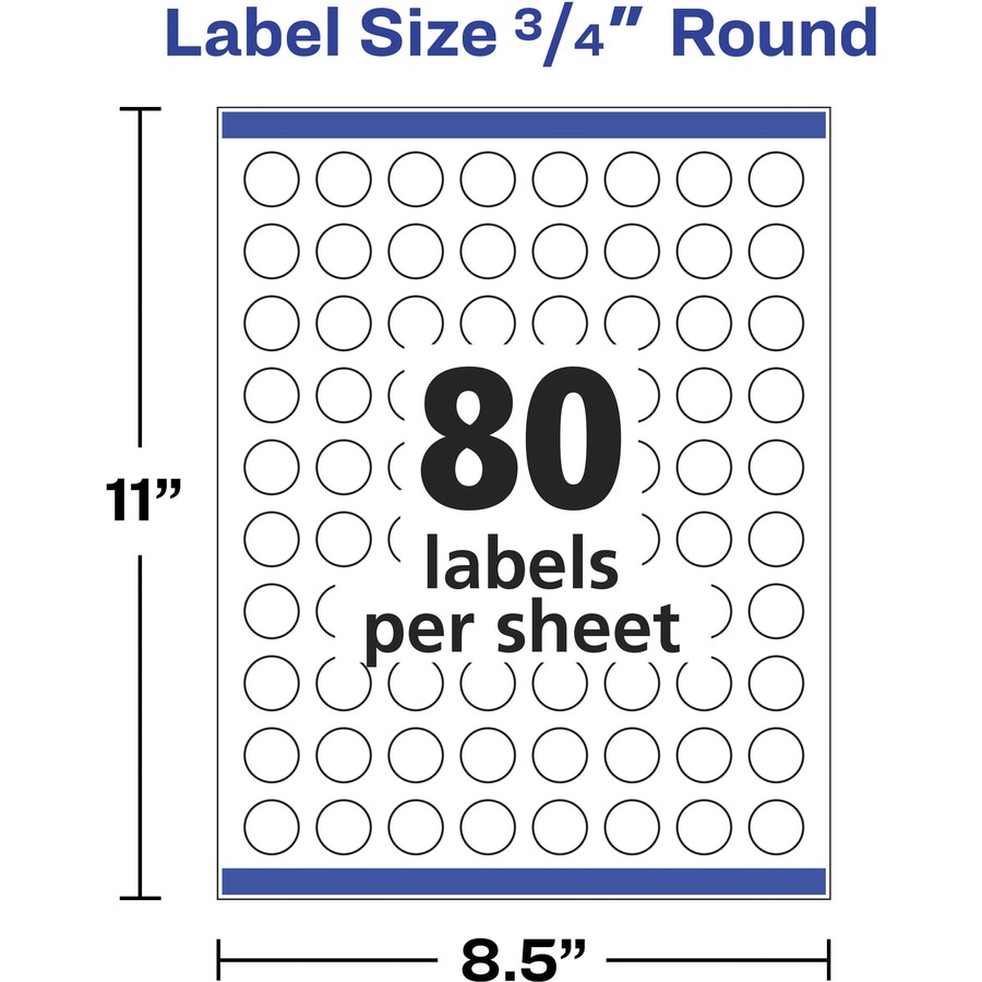 Avery® Glossy Clear Round Labels, Sure Feed, 3/4" , 400 Labels (4222
