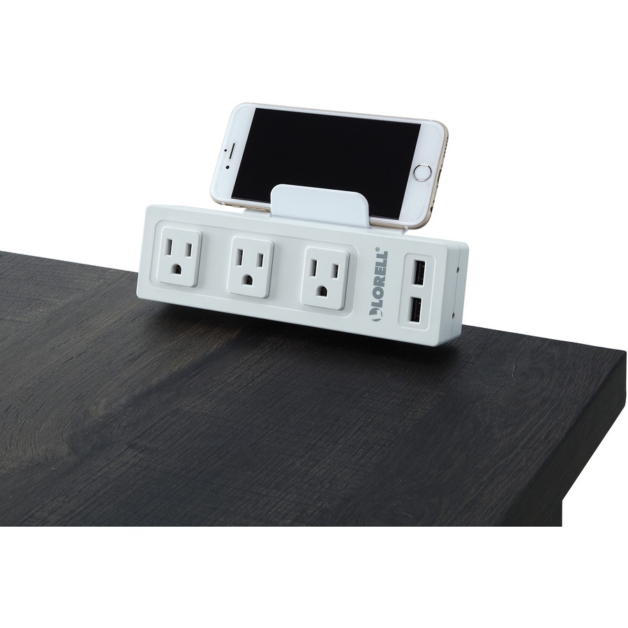 Lorell Under Desk AC Power Center - 3 x AC Power, 2 x USB - 8 ft Cord - Surface-mountable - White - Power Strips - LLR33996