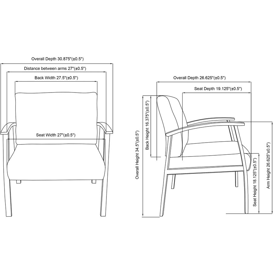 Lorell Big & Tall Guest Chair - Steel Frame - Four-legged Base - Black - Bonded Leather - Armrest - 1 Each