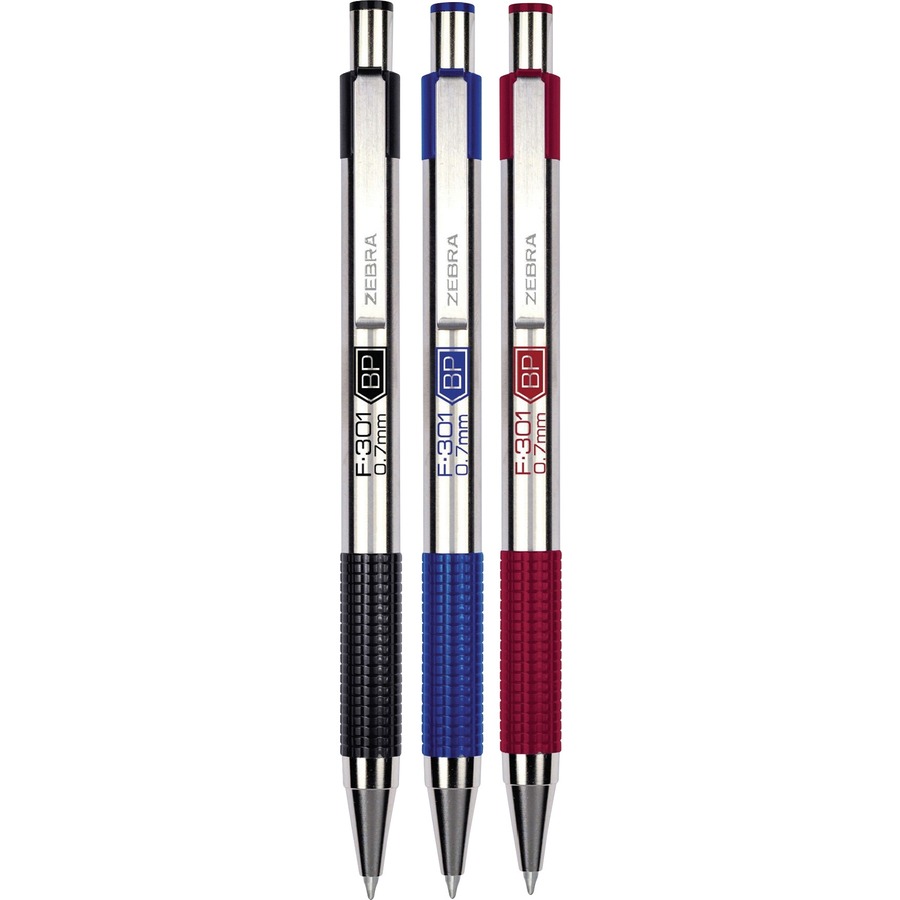 Zebra 27110 F-301 Ballpoint Retractable Pen, Black Ink, Fine