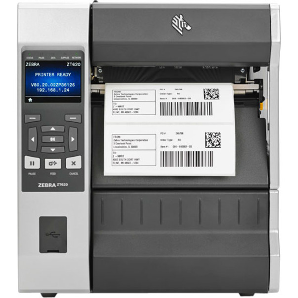 Zebra ZT620 Industrial Direct Thermal/Thermal Transfer Printer - Monochrome - Label Print - USB - Serial - Bluetooth