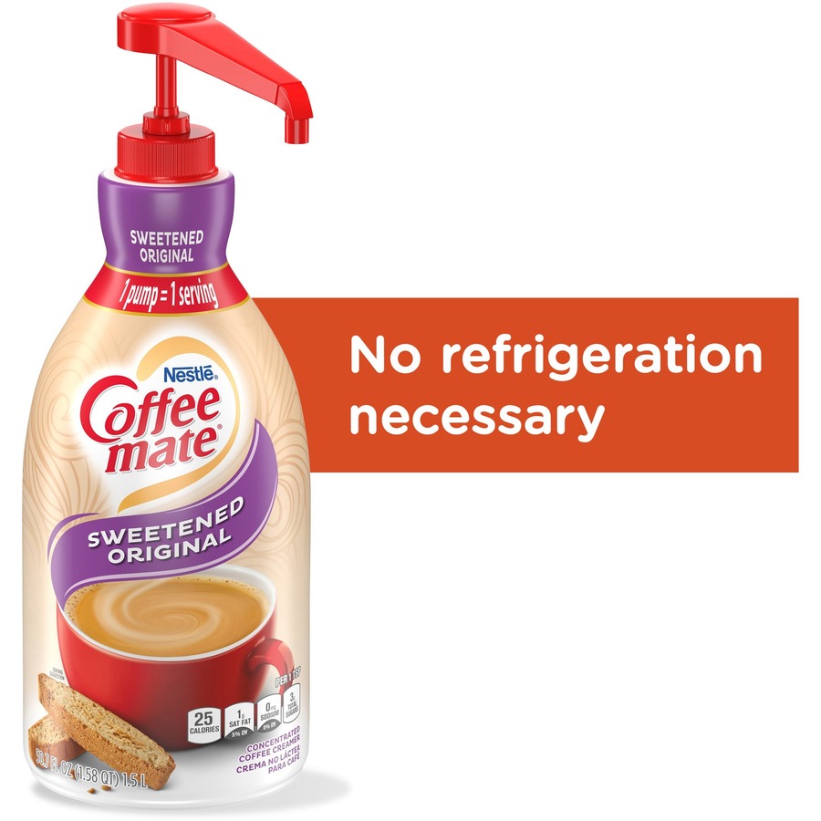 Coffee mate Sweetened Original Gluten-Free Liquid Creamer - Pump Bottle - Sweetened Original Flavor - 50.72 fl oz (1.50 L) - 2/Carton - 300 Serving