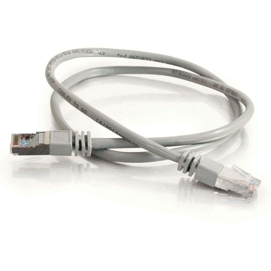 C2G 7ft Cat5e Molded Shielded (STP) Network Patch Cable - Gray - RJ-45 Male - RJ-45 Male - 7ft - Gray